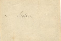 Eine leere Papiervorderseite mit der handschriftlichen Notiz Sedan