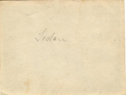 Eine leere Papiervorderseite mit der handschriftlichen Notiz Sedan