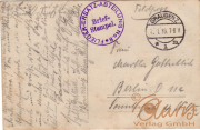 Historische Postkarte aus dem Jahr 1916 mit brieflicher Mitteilung nach Berlin