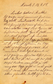 Brief aus dem Jahr 1917 mit Informationen über das Leben in der damaligen Zeit