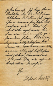 Brief von Alfred Fürst aus 1900 mit persönlichen Gedanken