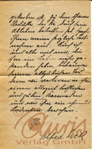Brief von Alfred Fürst aus 1900 mit persönlichen Gedanken