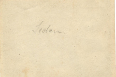 Eine leere Papiervorderseite mit der handschriftlichen Notiz Sedan
