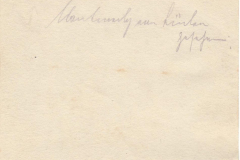 Unbeschriebene Karte aus vergangenen Zeiten mit handschriftlicher Notiz
