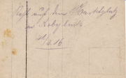 Eine handgeschriebene Notiz auf einer alten Postkarte aus dem Jahr 1916