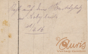 Eine handgeschriebene Notiz auf einer alten Postkarte aus dem Jahr 1916