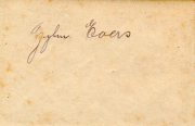 Handschriftliche Notiz mit dem Namen G. Baers auf altmodischem Papier