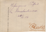 Historische Notiz von 1916 aus Konstantinopel mit handschriftlicher Nachricht