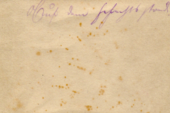 Ein altes Papier mit handschriftlichen Notizen und vergilbten Flecken