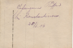 Historische Notiz von 1916 aus Konstantinopel mit handschriftlicher Nachricht