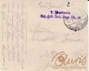 Historische Postkarte der 7. Batterie aus dem Ersten Weltkrieg mit Stempel