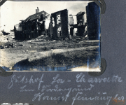 Zerstörtes Gebäude an der Westfront während des Ersten Weltkriegs
