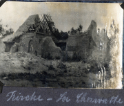 Zerstörte Gebäude an der Westfront während des Ersten Weltkriegs