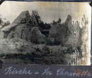 Zerstörte Gebäude an der Westfront während des Ersten Weltkriegs