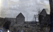 Zerstörte Gebäude an der Westfront während des Ersten Weltkriegs