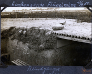 Einsatz einer französischen Flügelmine an der Westfront im Ersten Weltkrieg