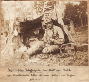 Deutscher Soldat mit Funkgerät während des Ersten Weltkriegs