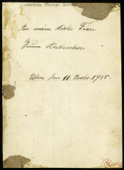 Handschriftliche Nachricht aus dem Jahr 1915 mit emotionalem Inhalt und persönlichem Bezug