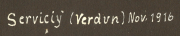 Dienst im November 1916 in Servicij bei Verdun während des Ersten Weltkriegs