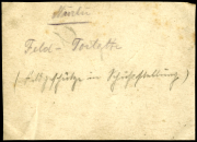 Historische Notiz über die Feldtorte mit Vorbereitungsinformationen aus der Fernsp. Abtlg. des Heeres