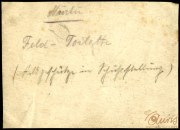 Historische Notiz über die Feldtorte mit Vorbereitungsinformationen aus der Fernsp. Abtlg. des Heeres