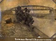 Soldaten am Somme-Kanal in Bourcavesnes während des Ersten Weltkriegs