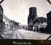 Ruinen in Middelkerke: Eine historische Abbildung des Nachkriegszustands der Stadt