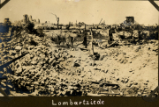Zerstörte Landschaft in Lombartzyde nach dem Ersten Weltkrieg