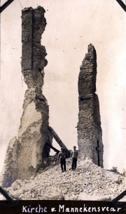 Ruine der Kirche in Mannekenvaard, Überreste nach dem Krieg
