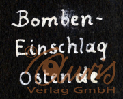 Bombeneinschlag in Ostende während des Zweiten Weltkriegs im Jahr 1944 dokumentiert