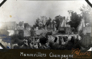 Zerstörte Gebäude in Manonvilliers, Champagne, nach militärischen Auseinandersetzungen im Ersten Weltkrieg