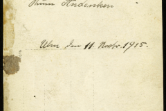 Handschriftliche Nachricht aus dem Jahr 1915 mit emotionalem Inhalt und persönlichem Bezug