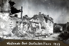 Zerstörung des Deutshen Hauses in Westende im Jahr 1917 nach dem Ersten Weltkrieg
