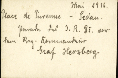 Historische Notiz zu einem Ort in Sedan im Jahr 1916 mit Bezug zur Heerestruktur