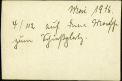 Notizen aus dem Heer im Mai 1916 mit Bezug auf einen Ort