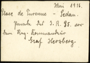 Historische Notiz zu einem Ort in Sedan im Jahr 1916 mit Bezug zur Heerestruktur