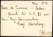 Historische Notiz zu einem Ort in Sedan im Jahr 1916 mit Bezug zur Heerestruktur