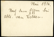 Handschriftliche Notiz aus Mai 1916 von Oberschneider von Felden über militärische Angelegenheiten