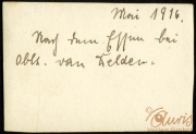 Handschriftliche Notiz aus Mai 1916 von Oberschneider von Felden über militärische Angelegenheiten