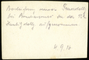 Aufzeichnung der Feuerwehr bei Brandereignis vom 15. September 1916 in einer ländlichen Region Deutschlands