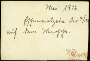 Handgeschriebene Notiz aus dem Jahr 1916 über militärische Aktivitäten und Einsätze