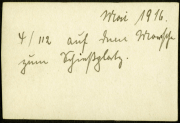 Notizen aus dem Heer im Mai 1916 mit Bezug auf einen Ort