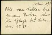 Brief von Oberst van Felden bei einem Aufenthalt in Norwegen im Mai 1910