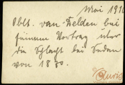 Brief von Oberst van Felden bei einem Aufenthalt in Norwegen im Mai 1910