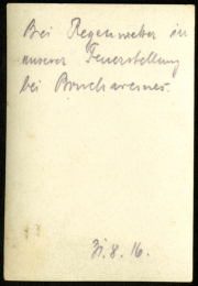 Notizen zur Feuerstellung der Heerstreitkräfte während Regenwetter im August 1916