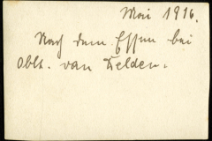 Handschriftliche Notiz aus Mai 1916 von Oberschneider von Felden über militärische Angelegenheiten