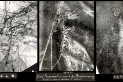 "Dorf Thiaumont" vor und nach der Beschiesung durch schwere deutsche Artillerie