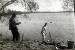 Fischfang am See während des Ersten Weltkriegs
