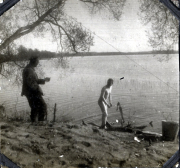 Fischfang am See während des Ersten Weltkriegs