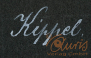 Schriftzug Kippel auf schwarzem Hintergrund, verziert mit eleganten Kurven und Linien